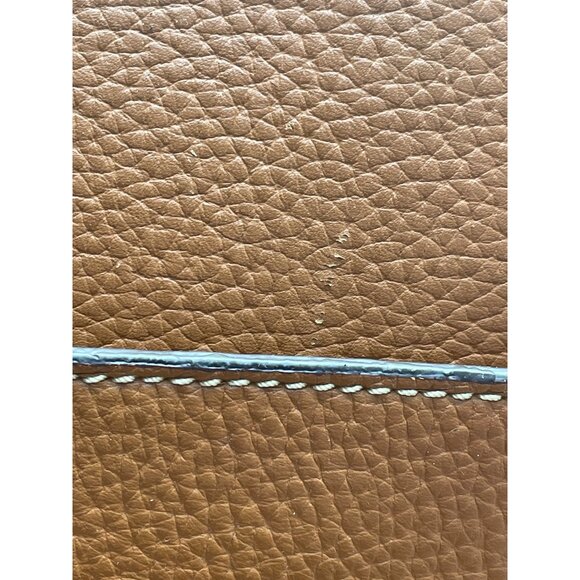 Dooney & Bourke Tan Brown Pebbled Leather Gold Accents Double Strap Shoulder Bag - Picture 14 of 16